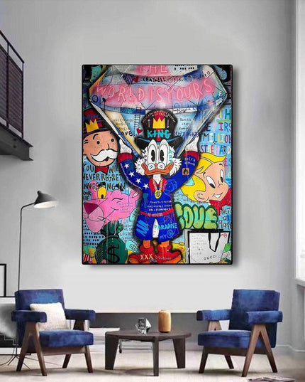 Duck Dynasty: Billionaire Donald with Diamond Graffiti Pop Art Poster Wall Poster
