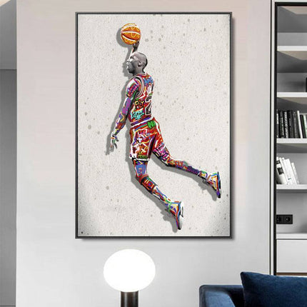 Electrifying Michael Jordan Dunk Graffiti Canvas Print: Soar with a Legend