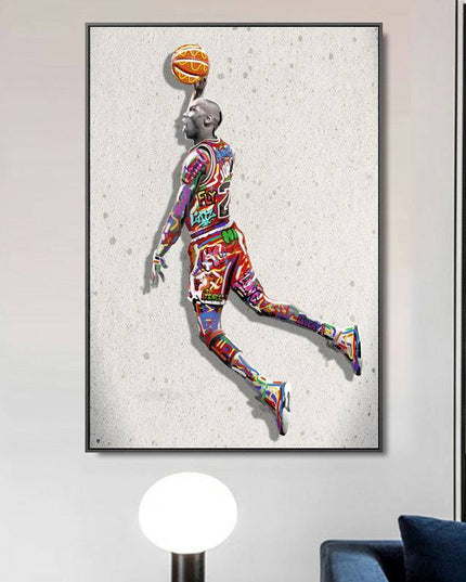 Electrifying Michael Jordan Dunk Graffiti Canvas Print: Soar with a Legend