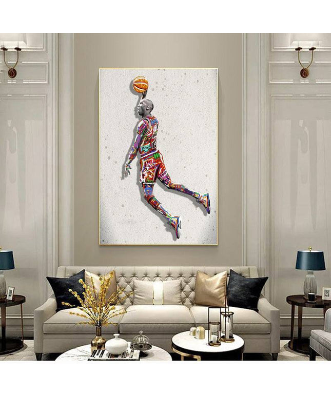 Electrifying Michael Jordan Dunk Graffiti Canvas Print: Soar with a Legend