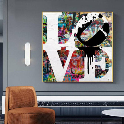 Embrace Artistic Freedom: Peace & Love Graffiti by Stephen Chambers - Gallerie Canvas