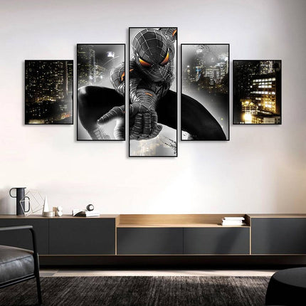 Epic Spider-Man Saga: Five-Pictures Combination Marvel Heroes Canvas Poster 