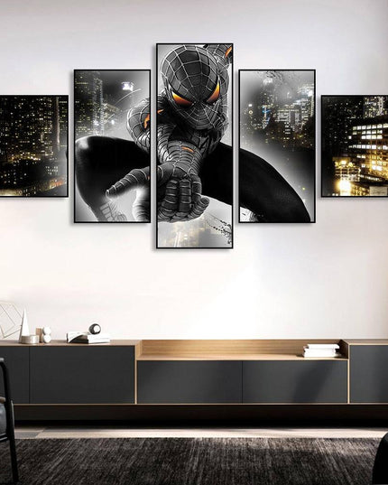 Epic Spider-Man Saga: Five-Pictures Combination Marvel Heroes Canvas Poster 