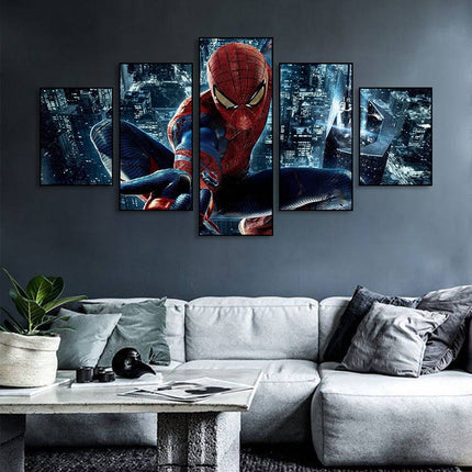 Epic Spider-Man Saga: Five-Pictures Combination Marvel Heroes Canvas Poster 