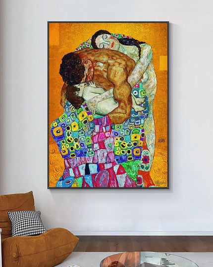 Ethereal Connections: Abstract Classic Gustav Klimt Family Canvas Print 