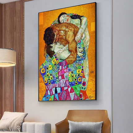 Ethereal Connections: Abstract Classic Gustav Klimt Family Canvas Print 