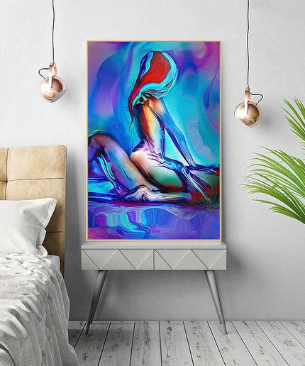 Ethereal Embrace: Abstract Couple Love Canvas Print Wall Poster
