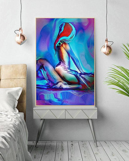 Ethereal Embrace: Abstract Couple Love Canvas Print Wall Poster