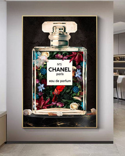 Exquisite Floral Harmony: Chanel Paris No. 5 Flower Perfume Print Wall Poster