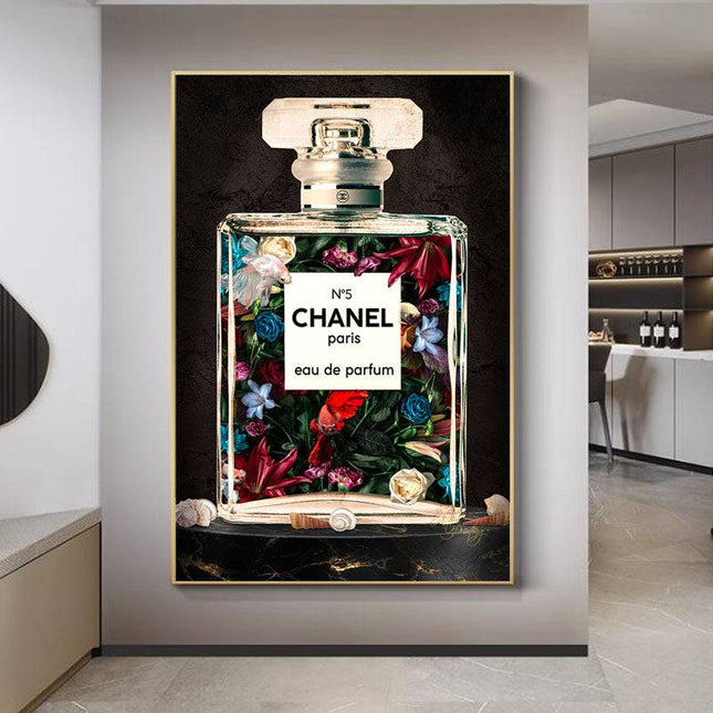 Exquisite Floral Harmony: Chanel Paris No. 5 Flower Perfume Print Wall Poster