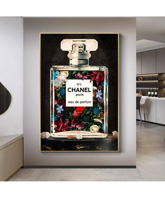 Exquisite Floral Harmony: Chanel Paris No. 5 Flower Perfume Print Wall Poster