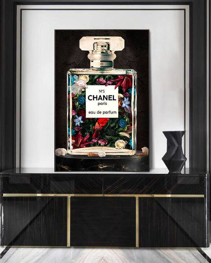 Exquisite Floral Harmony: Chanel Paris No. 5 Flower Perfume Print Wall Poster