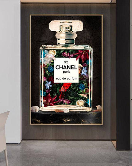 Exquisite Floral Harmony: Chanel Paris No. 5 Flower Perfume Print Wall Poster