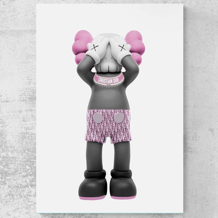 Fashion Frenzy - Dior x Kaws Art Canvas Print Poster Wall Poster