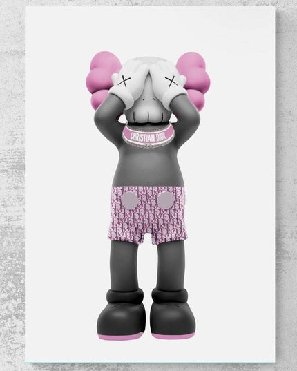 Fashion Frenzy - Dior x Kaws Art Canvas Print Poster Wall Poster