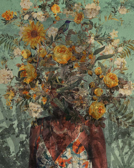 Floral Fusion: Flower Head Graffiti Art Wall Poster