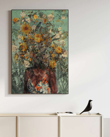 Floral Fusion: Flower Head Graffiti Art Wall Poster