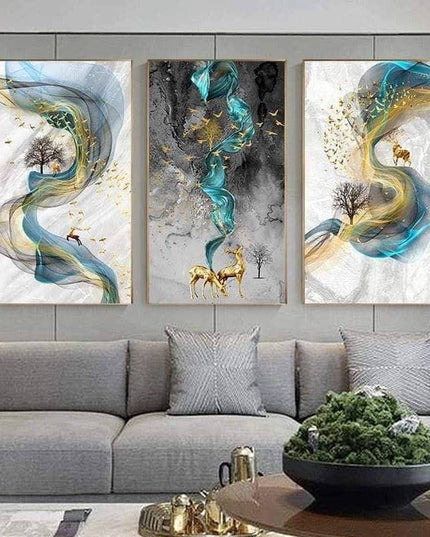 Fortune Golden Deer Poster - Limited Edition Canvas Artwork
