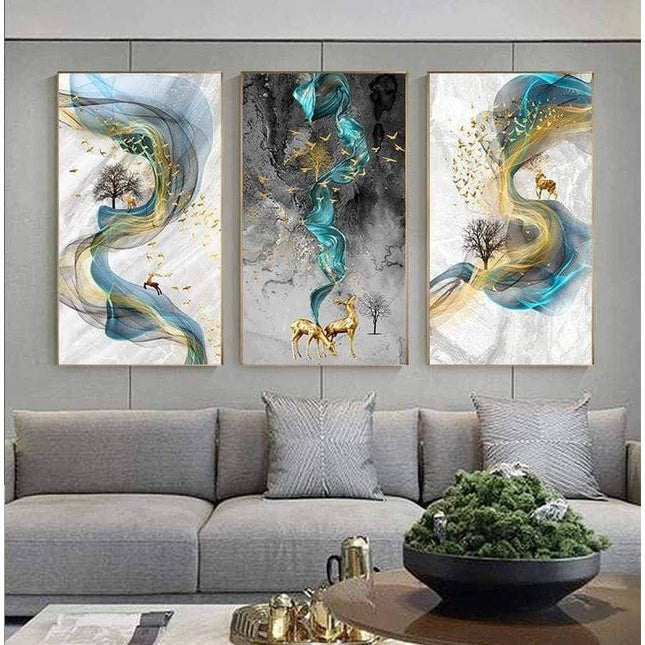 Fortune Golden Deer Poster - Limited Edition Canvas Artwork