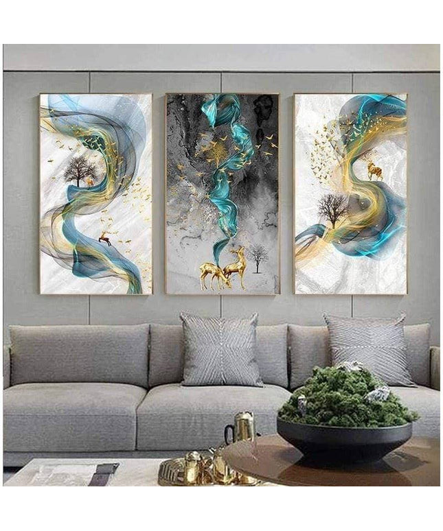Fortune Golden Deer Poster - Limited Edition Canvas Artwork