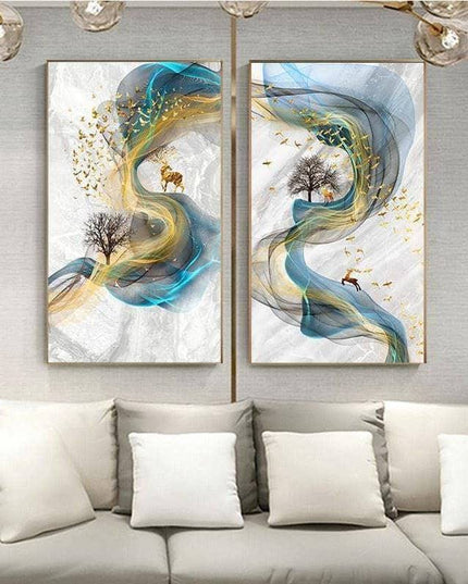 Fortune Golden Deer Poster - Limited Edition Canvas Artwork