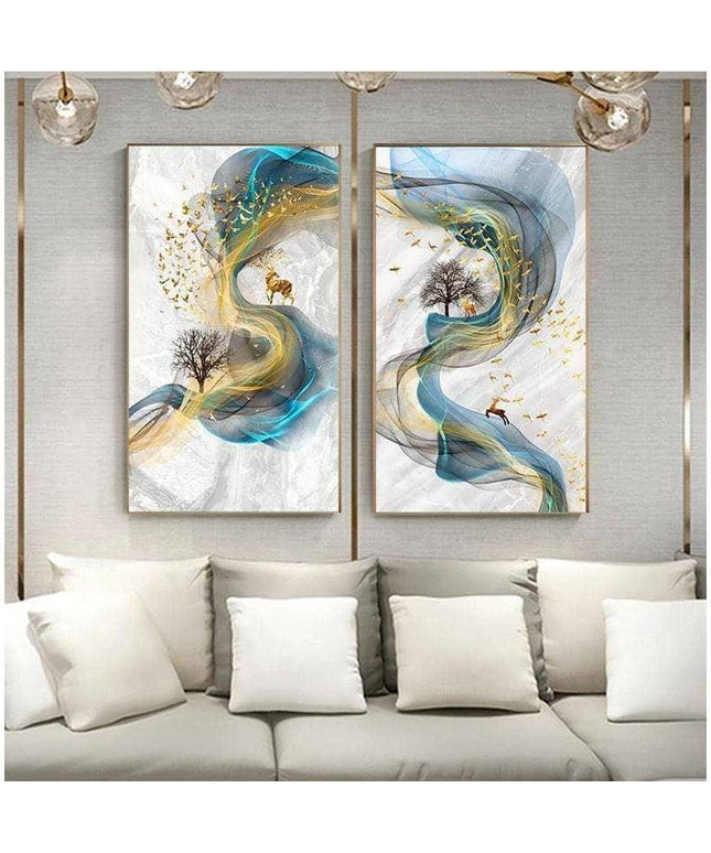 Fortune Golden Deer Poster - Limited Edition Canvas Artwork