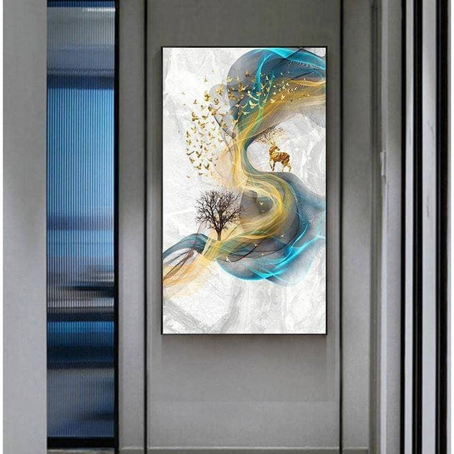Fortune Golden Deer Poster - Limited Edition Canvas Artwork