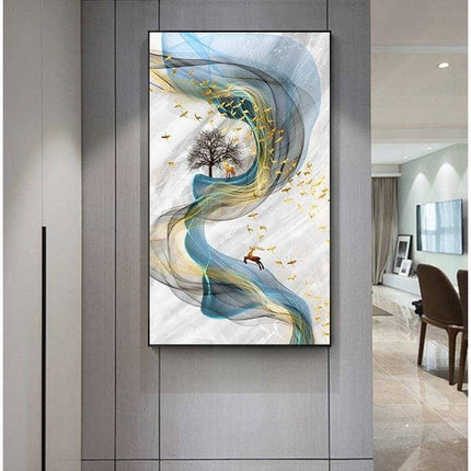 Fortune Golden Deer Poster - Limited Edition Canvas Artwork