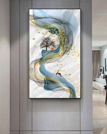 Fortune Golden Deer Poster - Limited Edition Canvas Artwork