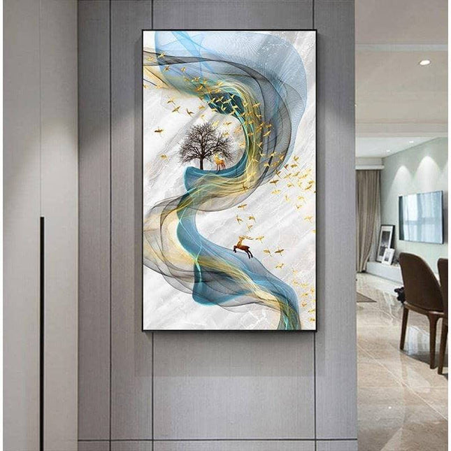 Fortune Golden Deer Poster - Limited Edition Canvas Artwork