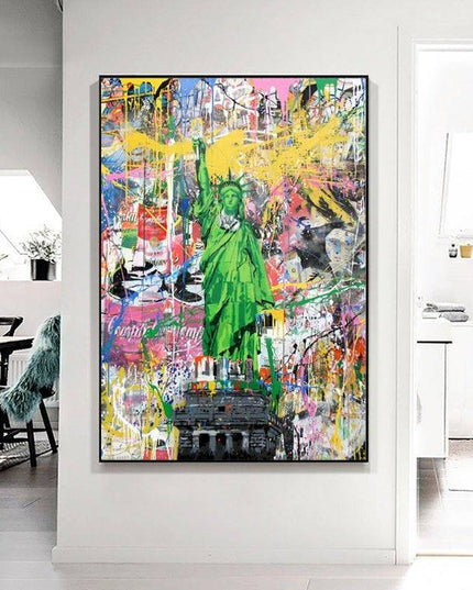 Freedom in the Streets - Statue of Liberty Graffiti Canvas Wall Art Wall Poster