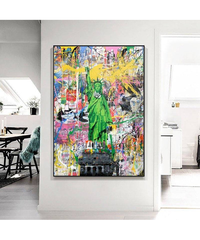 Freedom in the Streets - Statue of Liberty Graffiti Canvas Wall Art Wall Poster