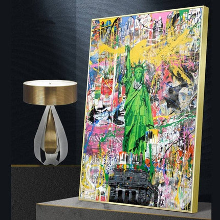 Freedom in the Streets - Statue of Liberty Graffiti Canvas Wall Art Wall Poster