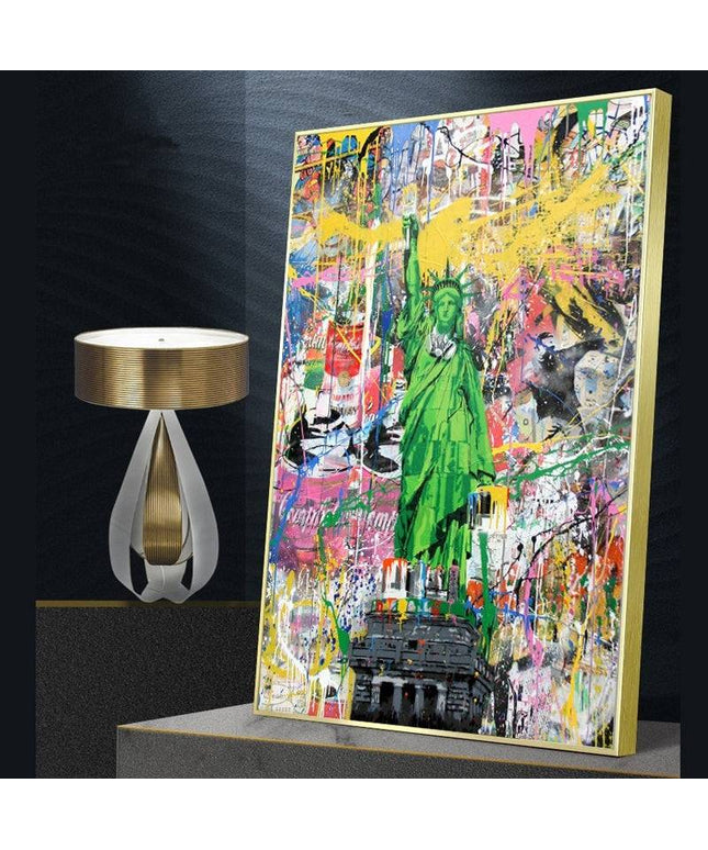 Freedom in the Streets - Statue of Liberty Graffiti Canvas Wall Art Wall Poster