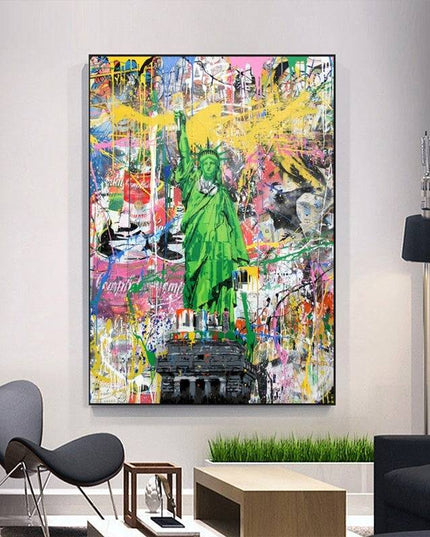 Freedom in the Streets - Statue of Liberty Graffiti Canvas Wall Art Wall Poster
