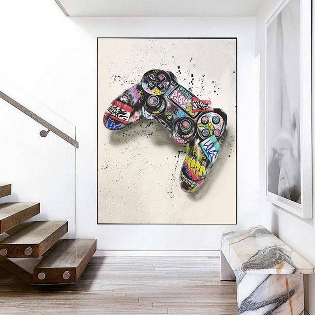 Game On - Colorful Graffiti Playstation Joystick Canvas Poster Wall Poster