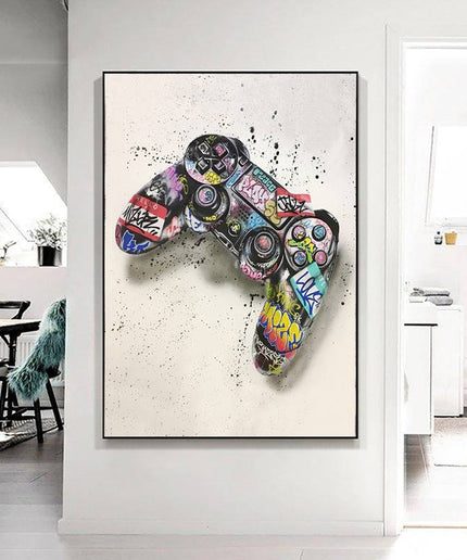 Game On - Colorful Graffiti Playstation Joystick Canvas Poster Wall Poster