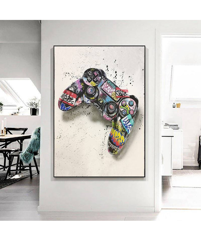 Game On - Colorful Graffiti Playstation Joystick Canvas Poster Wall Poster