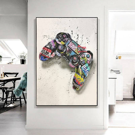 Game On - Colorful Graffiti Playstation Joystick Canvas Poster Wall Poster