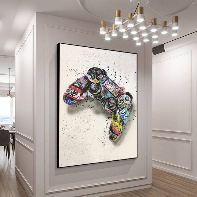 Game On - Colorful Graffiti Playstation Joystick Canvas Poster Wall Poster
