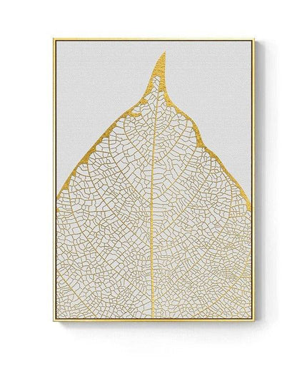 Golden Flower Leaf Wall Art: Artistic and Stylish Wall Poster