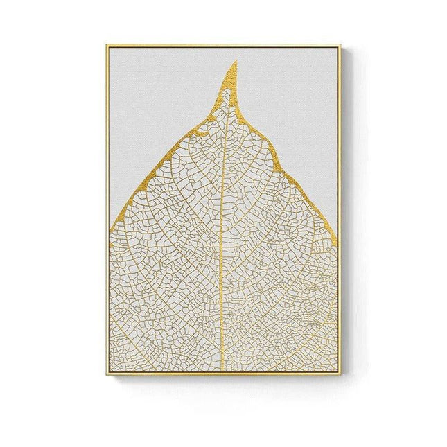 Golden Flower Leaf Wall Art: Artistic and Stylish Wall Poster