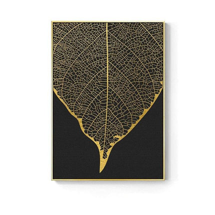 Golden Flower Leaf Wall Art: Artistic and Stylish Wall Poster