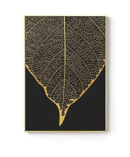 Golden Flower Leaf Wall Art: Artistic and Stylish Wall Poster