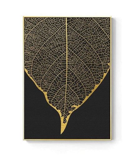 Golden Flower Leaf Wall Art: Artistic and Stylish Wall Poster
