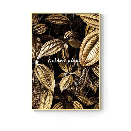 Golden Flower Leaf Wall Art: Artistic and Stylish Wall Poster