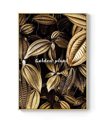 Golden Flower Leaf Wall Art: Artistic and Stylish Wall Poster
