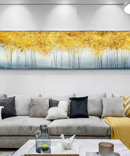 Golden Harmony: Majestic Forestscape Canvas Print Wall Poster