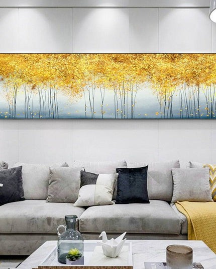 Golden Harmony: Majestic Forestscape Canvas Print Wall Poster