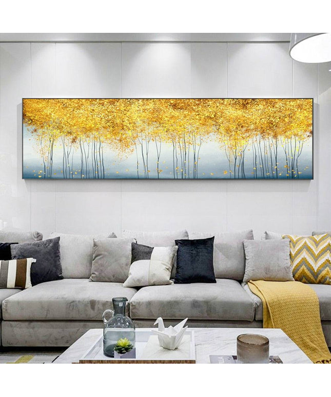 Golden Harmony: Majestic Forestscape Canvas Print Wall Poster